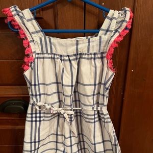 Girls blue and white dress.